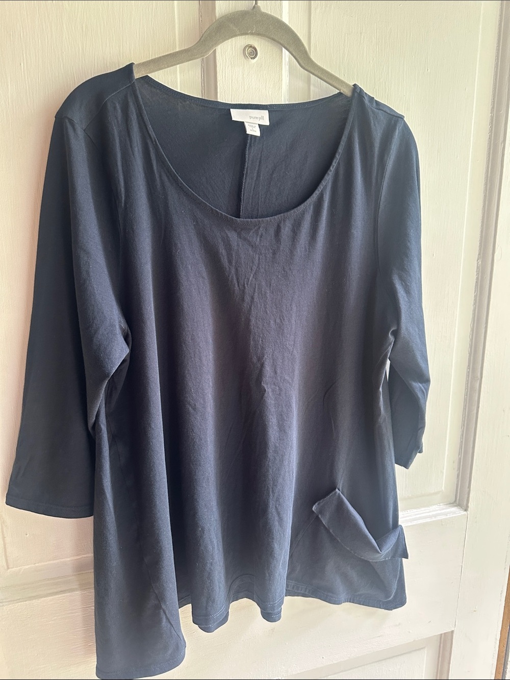 Pure Jill Navy Scoop Neck Long Sleeve Top